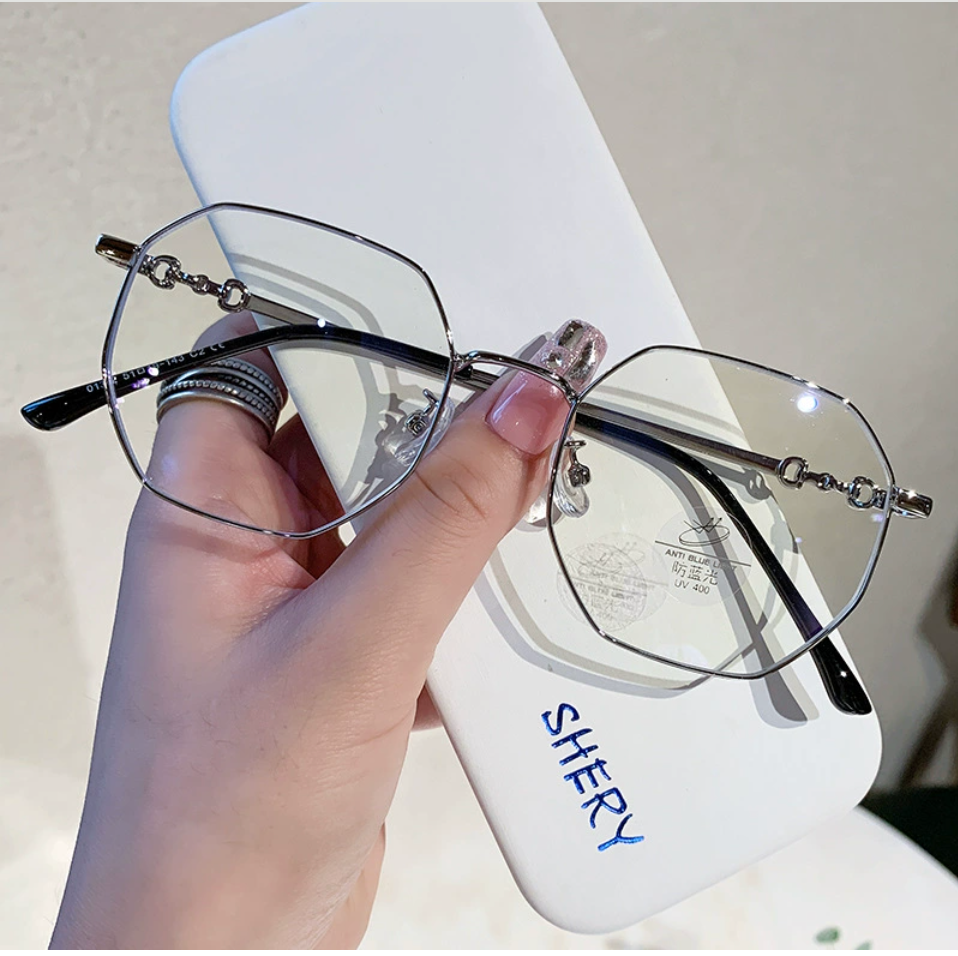 Pearl Accent Metal Frame Glasses