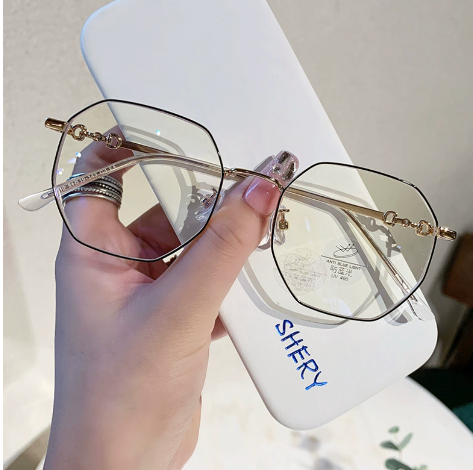 Pearl Accent Metal Frame Glasses