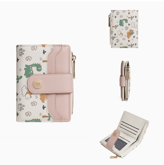 Baellerry Cute Cartoon Short Wallet for Women | Multi-Card Holder Mini Purse | Compact Tri-fold Design | Shipped from Spain Warehouse