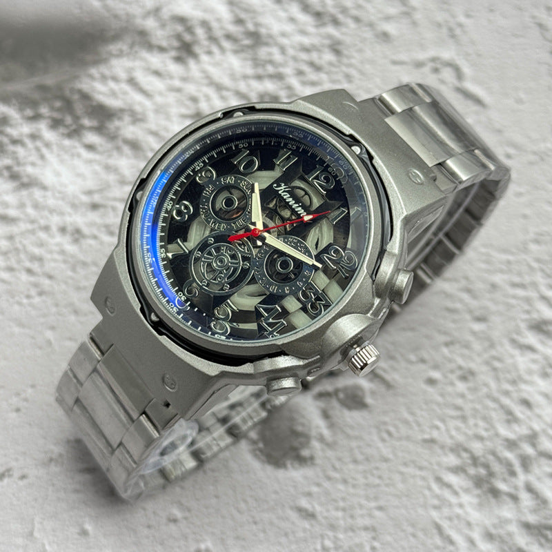 Men’s 46mm Fashion Quartz Watch – Alloy Case & Stainless Steel Band – Multi Dial Styles