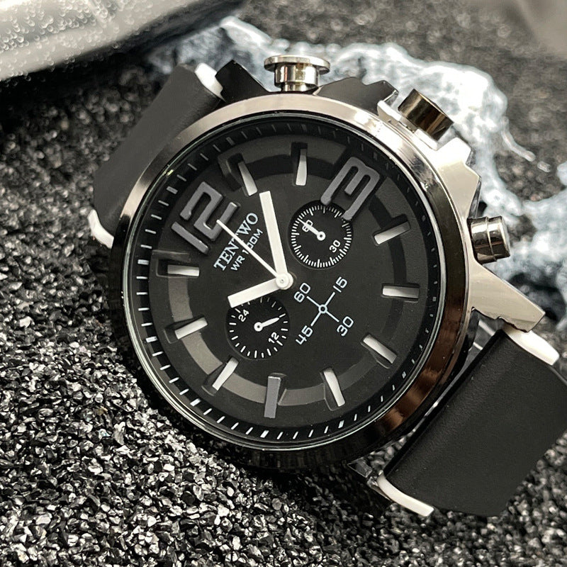 Men’s 47mm Silicone Quartz Watch – Casual Sport Analog Wristwatch – Multi-Color