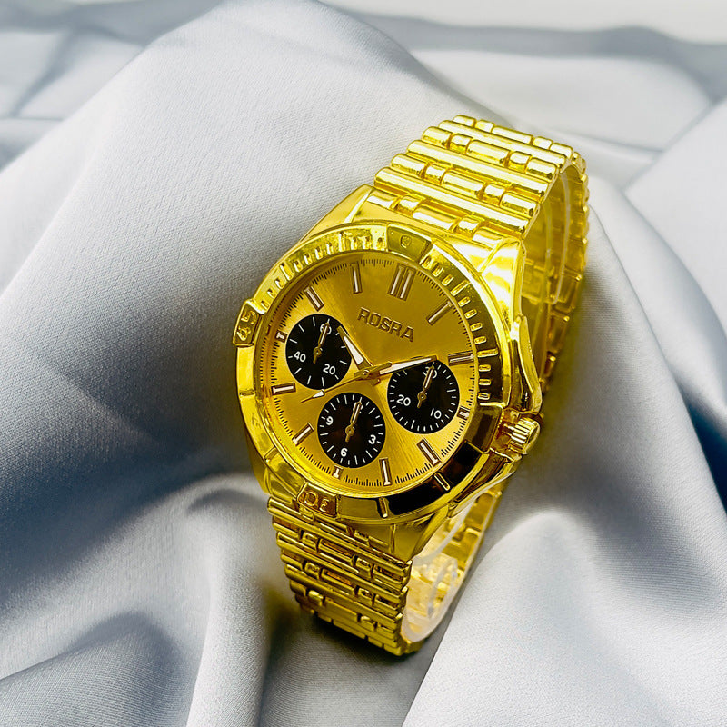 Luxury Gold Stainless Steel Quartz Watch – 45mm Men’s Watch