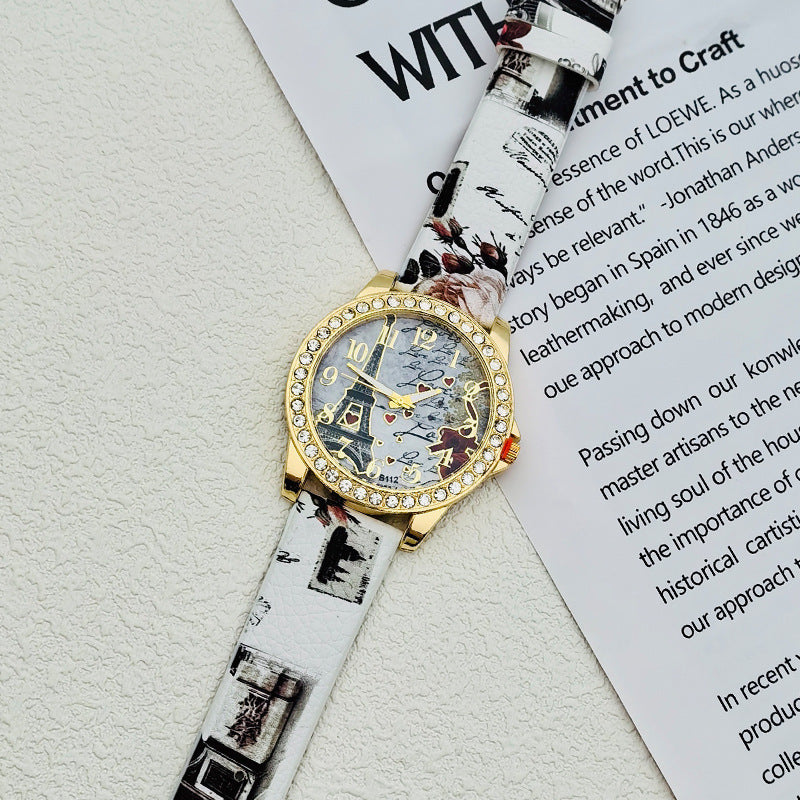 Paris Eiffel Tower Crystal Quartz Watch for Women – 43mm