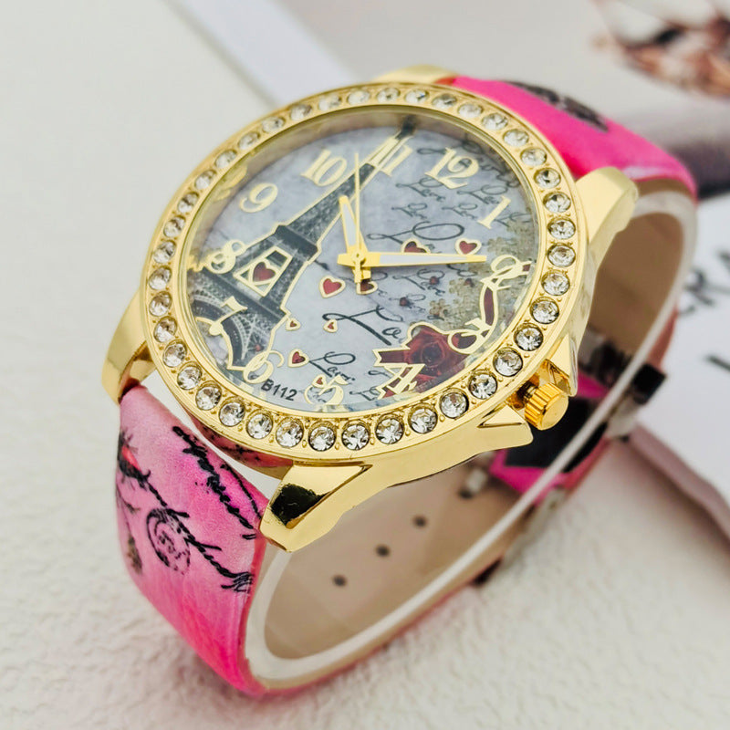 Paris Eiffel Tower Crystal Quartz Watch for Women – 43mm