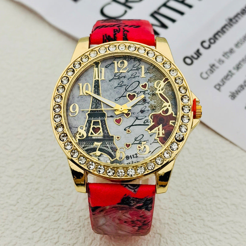 Paris Eiffel Tower Crystal Quartz Watch for Women – 43mm