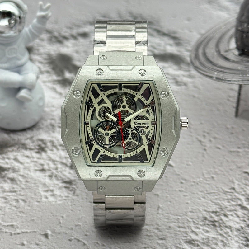 Men’s 46mm Fashion Quartz Watch – Alloy Case & Stainless Steel Band – Multi Dial Styles