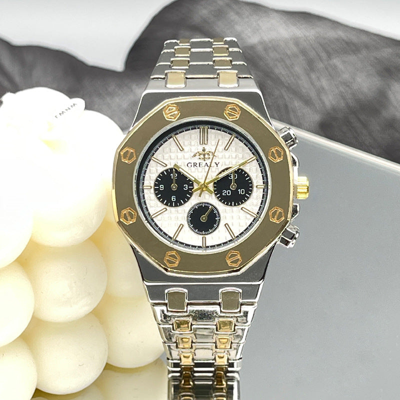 Silver Stainless Steel Quartz Couple Watch Set – 40mm/30mm