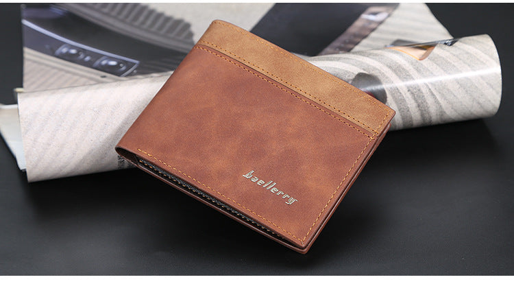 Baellerry Men's Vintage Bifold Wallet | Two-Tone PU Leather | Slim & Lightweight Multi-Card Wallet