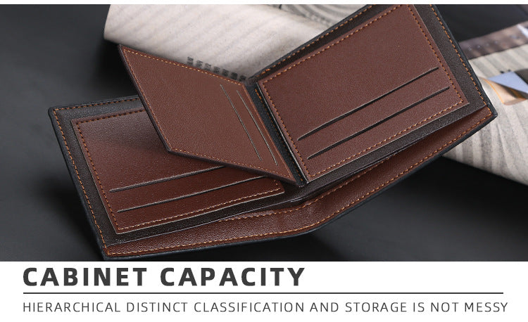 Baellerry Men's Vintage Bifold Wallet | Two-Tone PU Leather | Slim & Lightweight Multi-Card Wallet