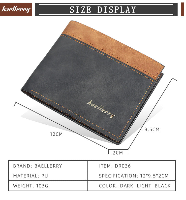 Baellerry Men's Vintage Bifold Wallet | Two-Tone PU Leather | Slim & Lightweight Multi-Card Wallet