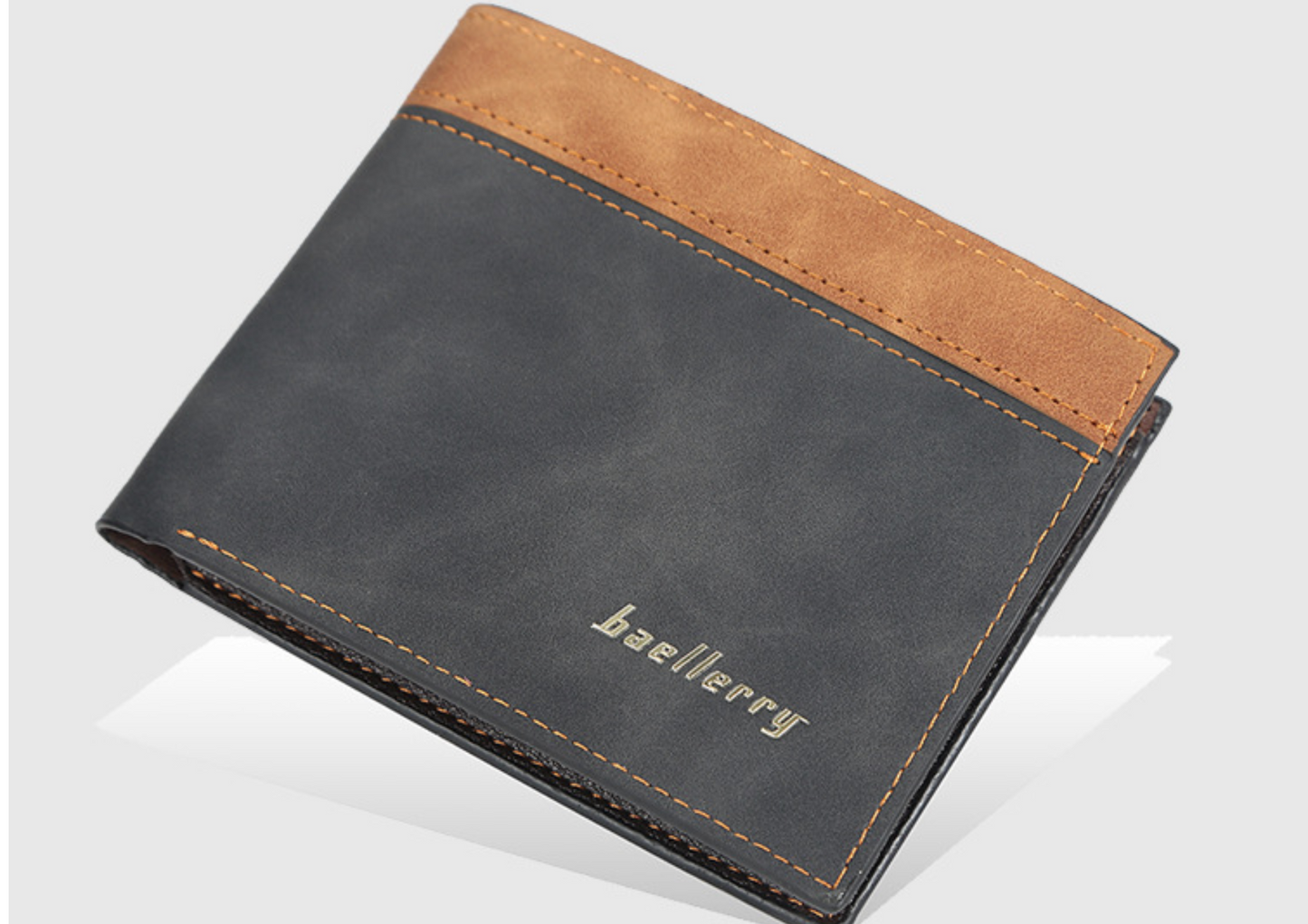 Baellerry Men's Vintage Bifold Wallet | Two-Tone PU Leather | Slim & Lightweight Multi-Card Wallet