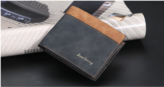 Baellerry Men's Vintage Bifold Wallet | Two-Tone PU Leather | Slim & Lightweight Multi-Card Wallet