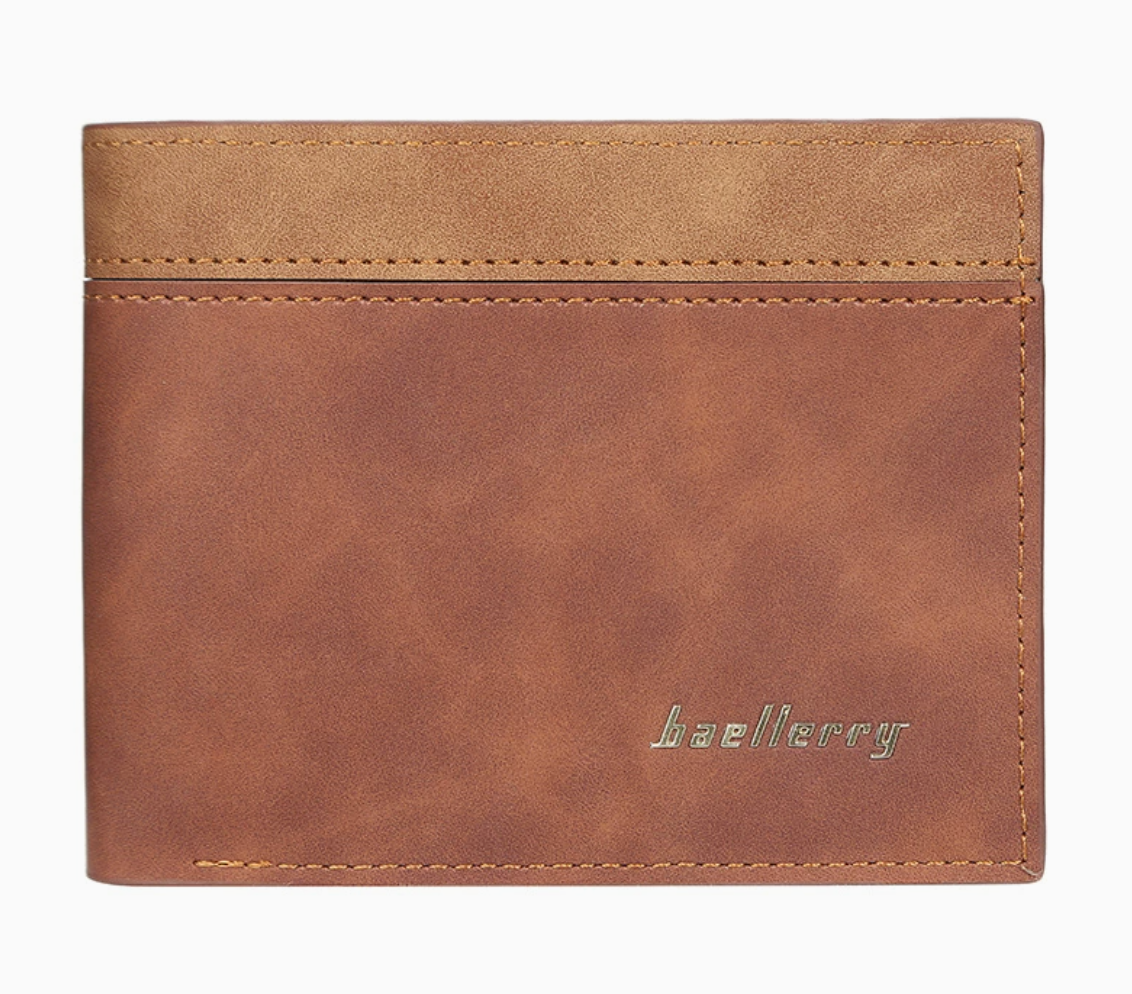 Baellerry Men's Vintage Bifold Wallet | Two-Tone PU Leather | Slim & Lightweight Multi-Card Wallet