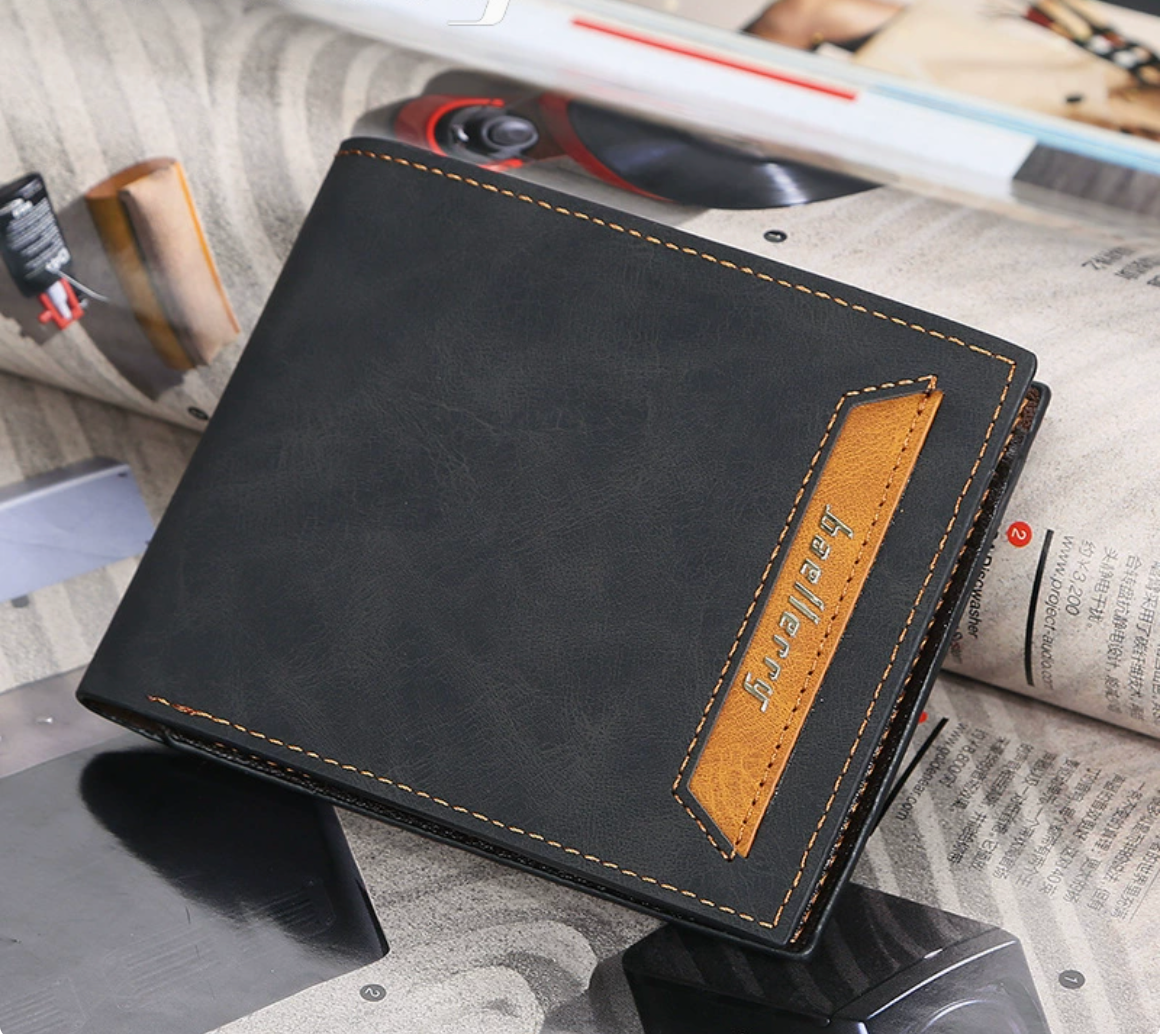 Baellerry Men's Vintage Bifold Wallet DR038 | Two-Tone PU Leather | Slim Multi-Card Wallet | Durable Classic Design | Fast Shipping from Spain