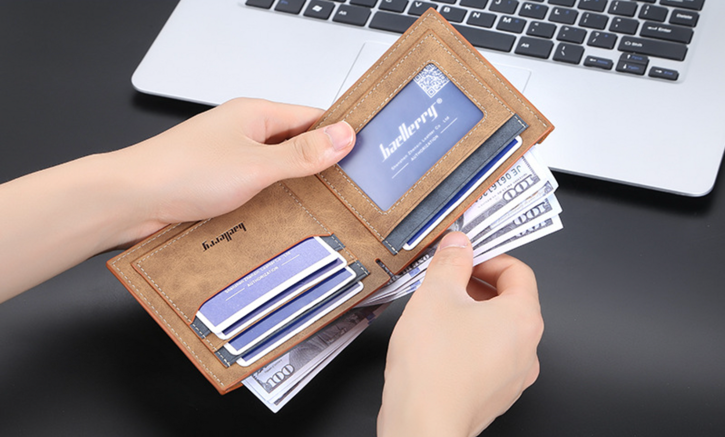 Baellerry Men’s Minimalist Short Wallet｜Soft Matte PU Leather｜Multi-card Capacity｜Fast Shipping from Spain Warehouse