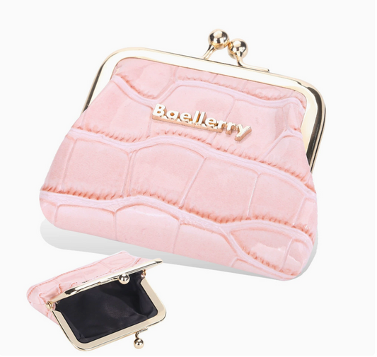 Baellerry Women’s Vintage Kiss-Lock Coin Purse｜Crocodile Pattern PU Leather｜Compact & Portable｜Fast Shipping from Spain Warehouse