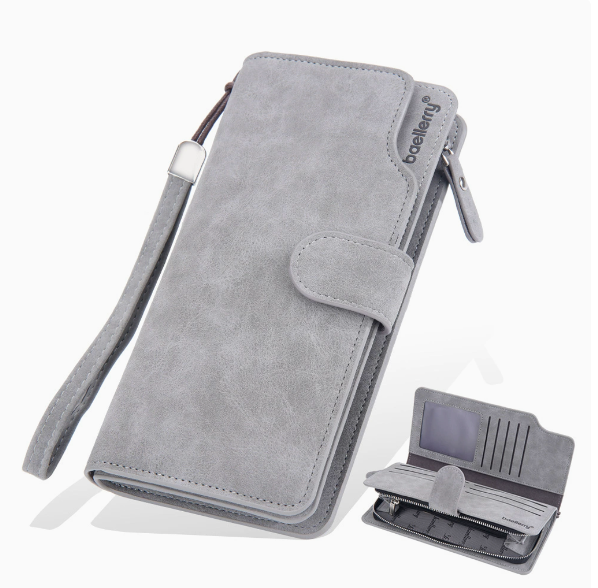 aellerry Men’s Long PU Leather Wallet｜Large Capacity Business Clutch｜Wrist Strap｜Multi-card Organizer｜Fast Shipping from Spain Warehouse