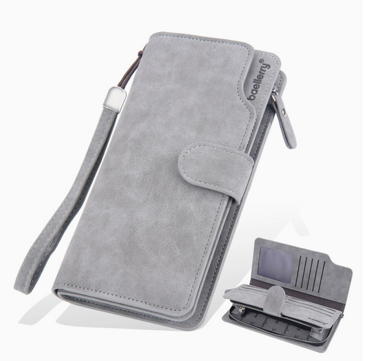 aellerry Men’s Long PU Leather Wallet｜Large Capacity Business Clutch｜Wrist Strap｜Multi-card Organizer｜Fast Shipping from Spain Warehouse