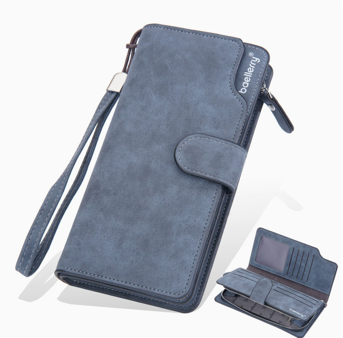 aellerry Men’s Long PU Leather Wallet｜Large Capacity Business Clutch｜Wrist Strap｜Multi-card Organizer｜Fast Shipping from Spain Warehouse