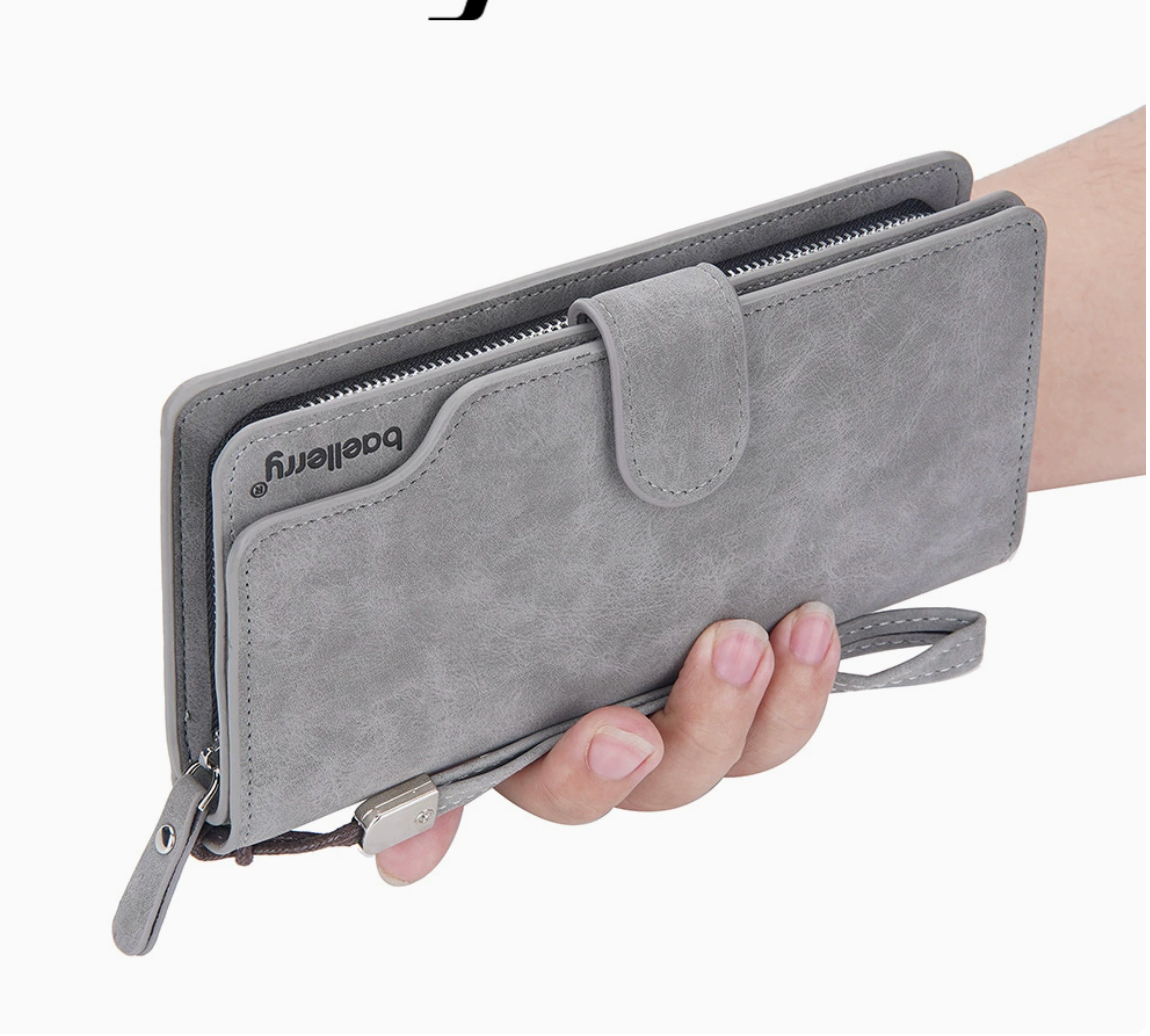 aellerry Men’s Long PU Leather Wallet｜Large Capacity Business Clutch｜Wrist Strap｜Multi-card Organizer｜Fast Shipping from Spain Warehouse