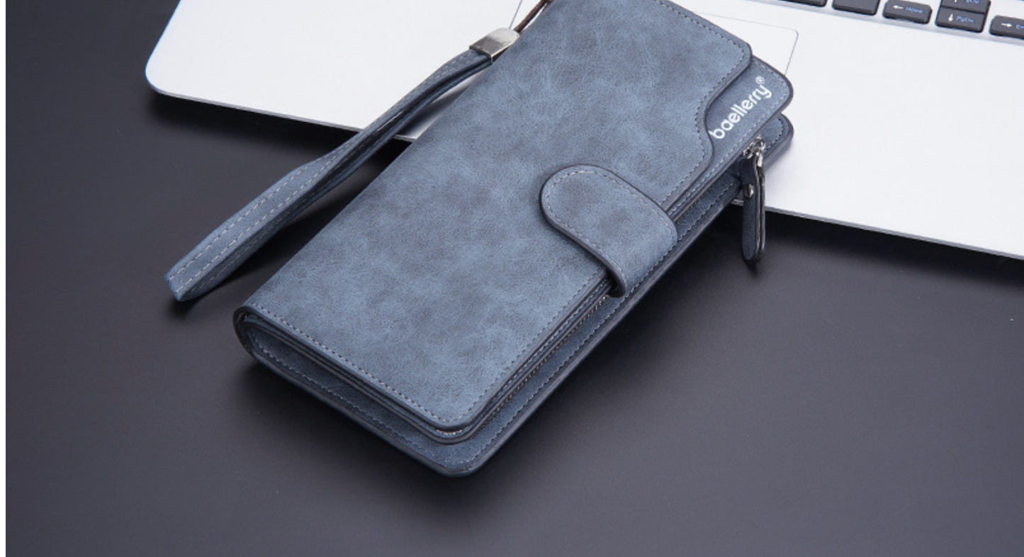 aellerry Men’s Long PU Leather Wallet｜Large Capacity Business Clutch｜Wrist Strap｜Multi-card Organizer｜Fast Shipping from Spain Warehouse