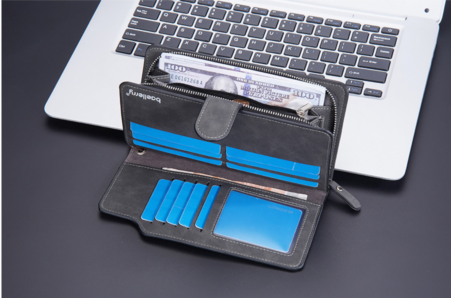 aellerry Men’s Long PU Leather Wallet｜Large Capacity Business Clutch｜Wrist Strap｜Multi-card Organizer｜Fast Shipping from Spain Warehouse