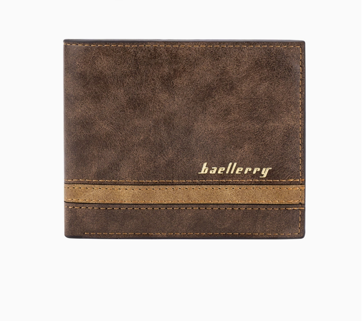 Baellerry Men’s Retro Short Wallet | Stripe Accent Design | Multi-Card Capacity | Ships from Spain (Fast & Free Delivery)