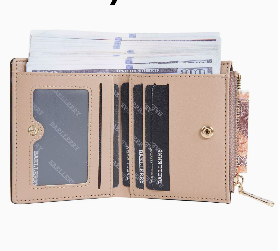 Baellerry Women’s Compact Wallet｜Multiple Card Slots & Zipper Coin Pocket｜Lightweight & Stylish｜Ships from Spain Warehouse