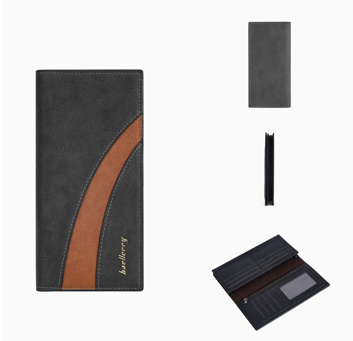 BAELLERRY Men’s Long Wallet｜Large Capacity Card Holder｜RFID Blocking｜Fast Shipping from Spain Warehouse