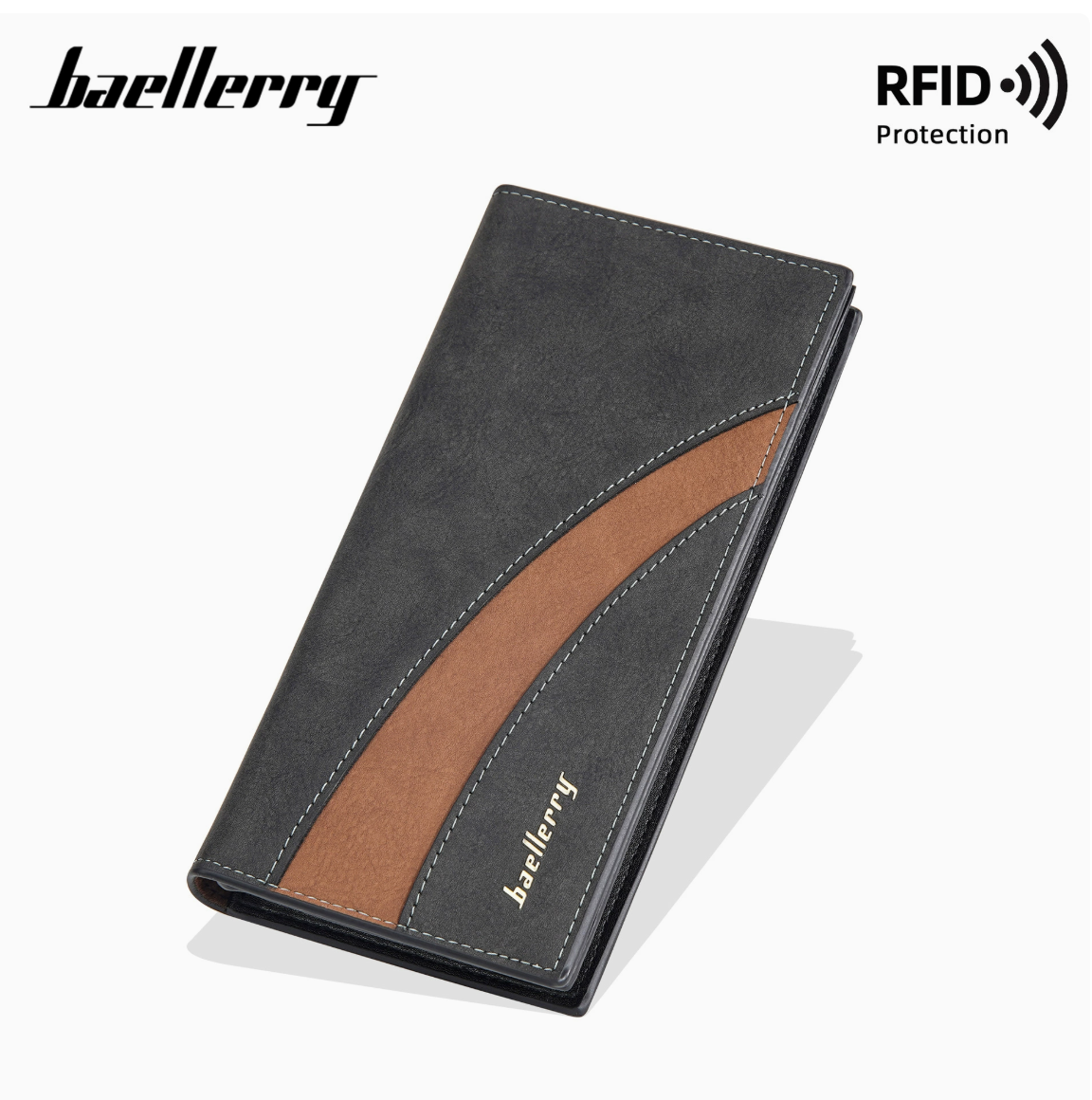 BAELLERRY Men’s Long Wallet｜Large Capacity Card Holder｜RFID Blocking｜Fast Shipping from Spain Warehouse