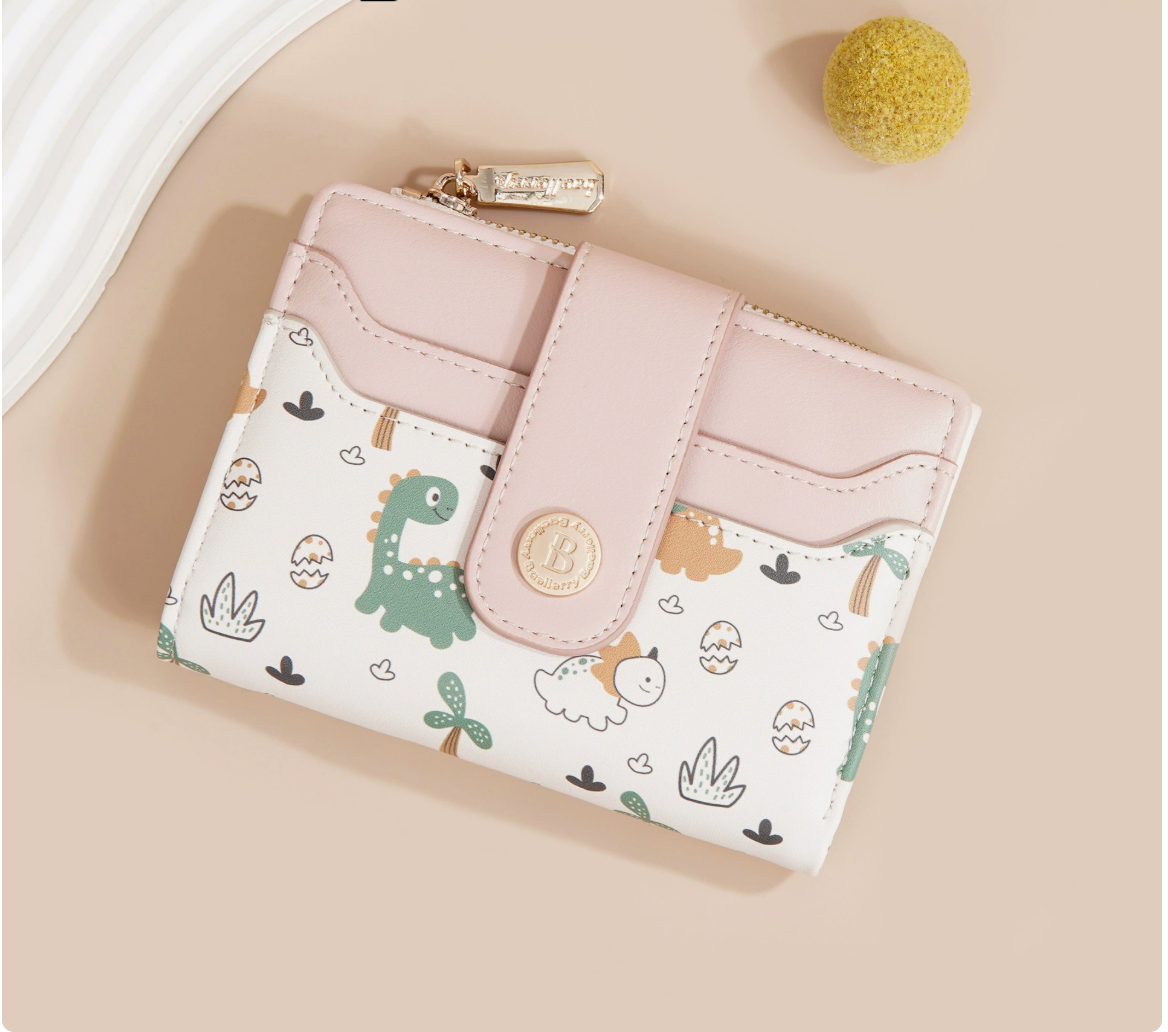 Baellerry Cute Cartoon Short Wallet for Women | Multi-Card Holder Mini Purse | Compact Tri-fold Design | Shipped from Spain Warehouse