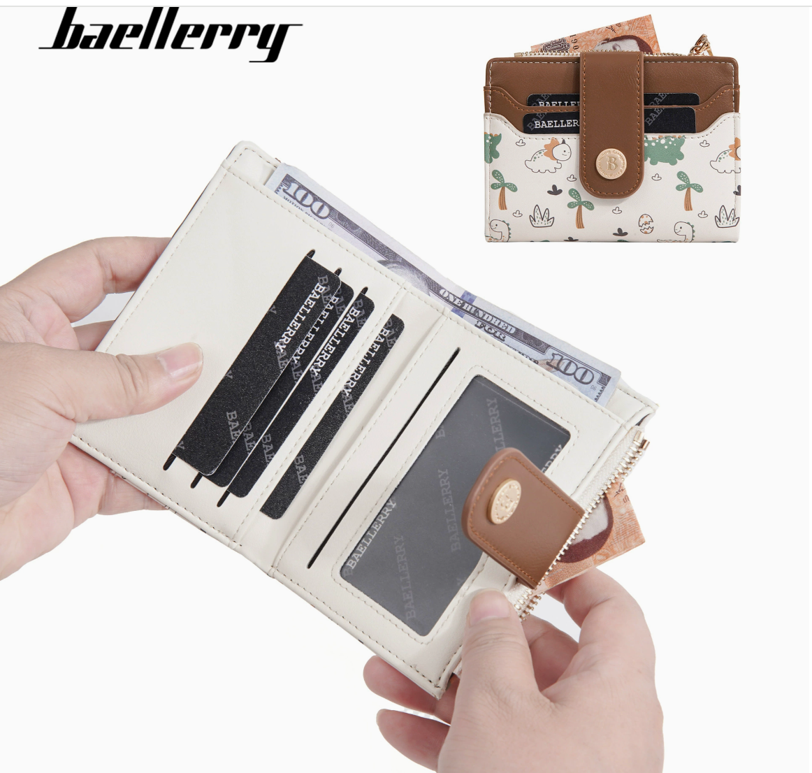 Baellerry Cute Cartoon Short Wallet for Women | Multi-Card Holder Mini Purse | Compact Tri-fold Design | Shipped from Spain Warehouse
