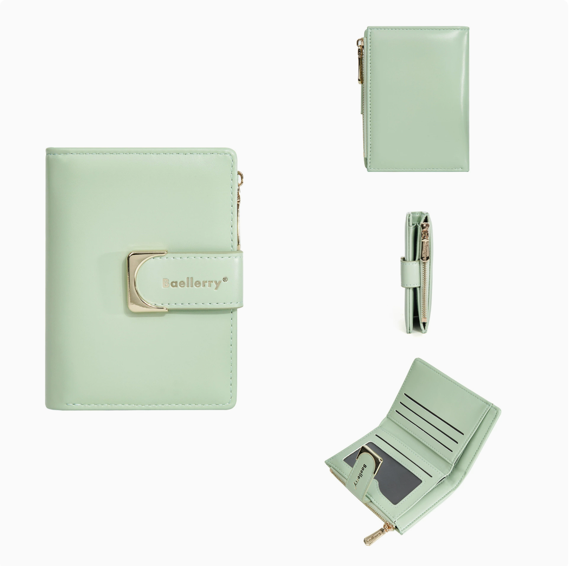 Baellerry Women’s Compact Short Wallet｜Elegant Macaron Colors｜Multi-Card PU Leather Wallet｜Shipped from Spain Warehouse