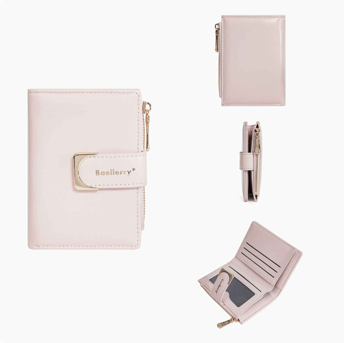 Baellerry Women’s Compact Short Wallet｜Elegant Macaron Colors｜Multi-Card PU Leather Wallet｜Shipped from Spain Warehouse