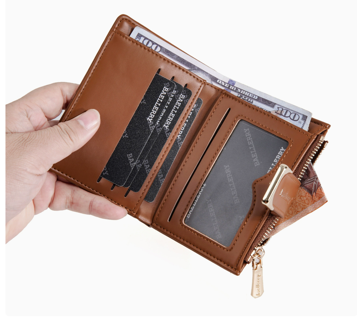 Baellerry Women’s Compact Short Wallet｜Elegant Macaron Colors｜Multi-Card PU Leather Wallet｜Shipped from Spain Warehouse