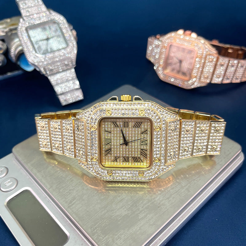 Square Crystal Alloy Quartz Watch – Unisex Decorative Watch