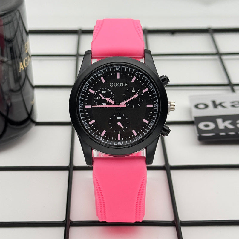 Sport Style Black & Yellow Quartz Watch with Silicone Strap – 42mm