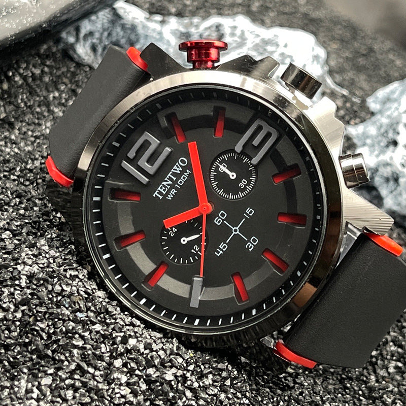 Men’s 47mm Silicone Quartz Watch – Casual Sport Analog Wristwatch – Multi-Color