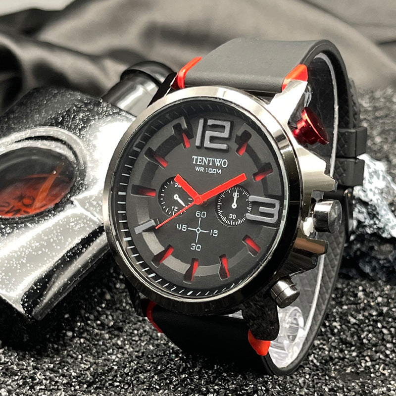 Men’s 47mm Silicone Quartz Watch – Casual Sport Analog Wristwatch – Multi-Color