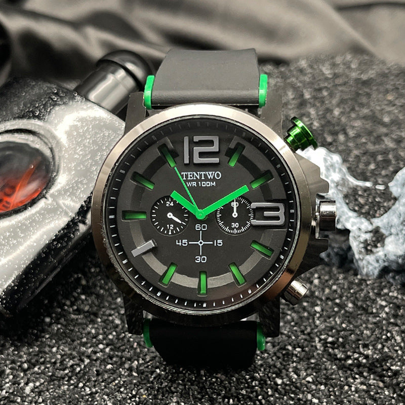 Men’s 47mm Silicone Quartz Watch – Casual Sport Analog Wristwatch – Multi-Color