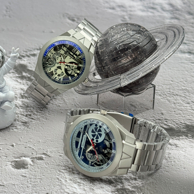 Men’s 46mm Fashion Quartz Watch – Alloy Case & Stainless Steel Band – Multi Dial Styles