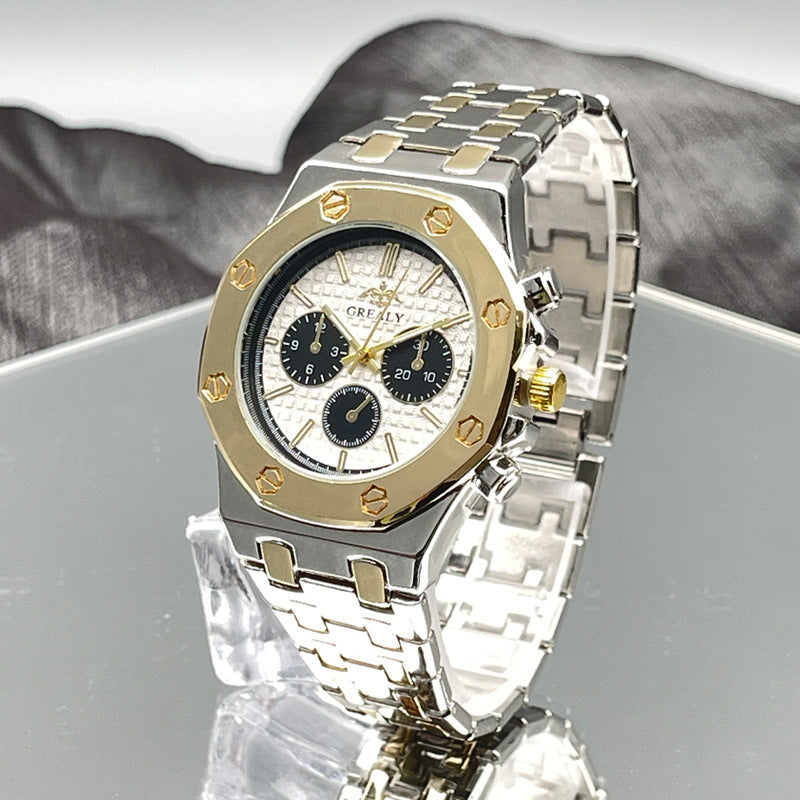 Silver Stainless Steel Quartz Couple Watch Set – 40mm/30mm