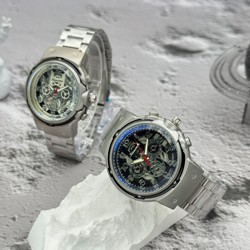 Men’s 46mm Fashion Quartz Watch – Alloy Case & Stainless Steel Band – Multi Dial Styles