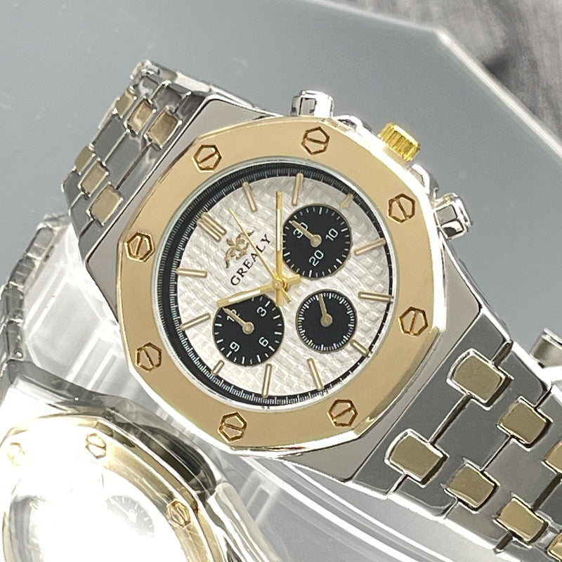 Silver Stainless Steel Quartz Couple Watch Set – 40mm/30mm