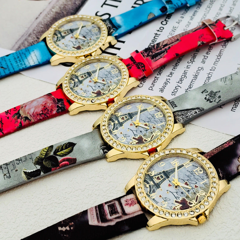 Paris Eiffel Tower Crystal Quartz Watch for Women – 43mm