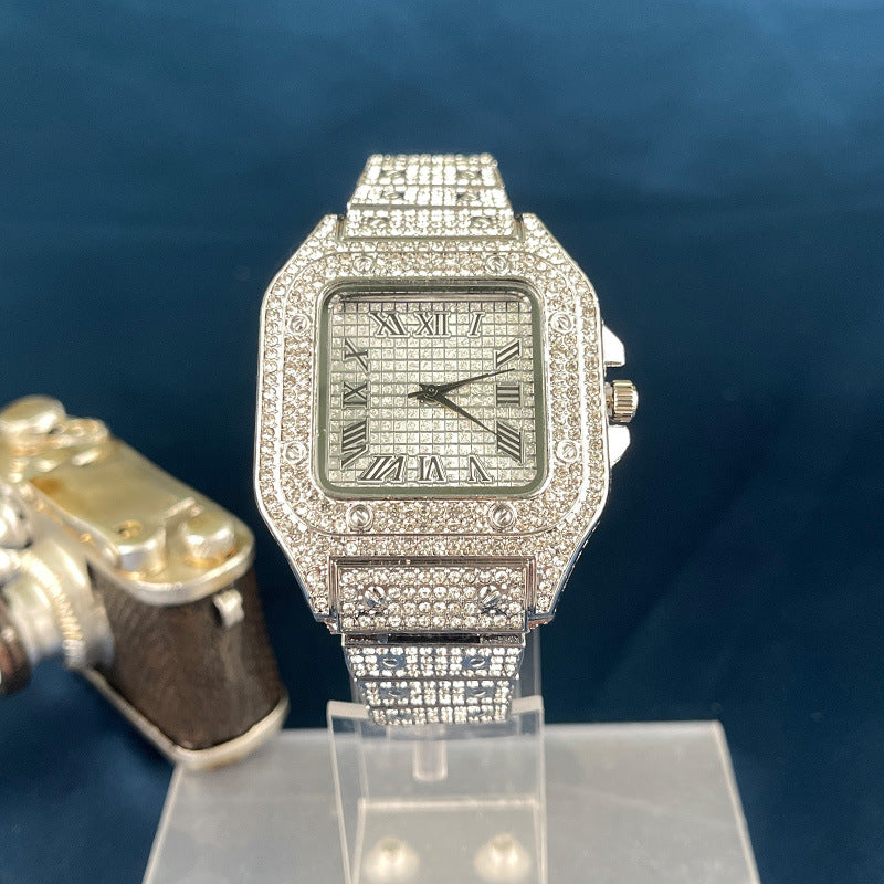 Square Crystal Alloy Quartz Watch – Unisex Decorative Watch
