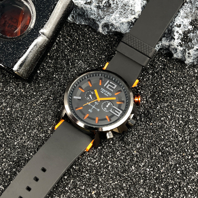 Men’s 47mm Silicone Quartz Watch – Casual Sport Analog Wristwatch – Multi-Color