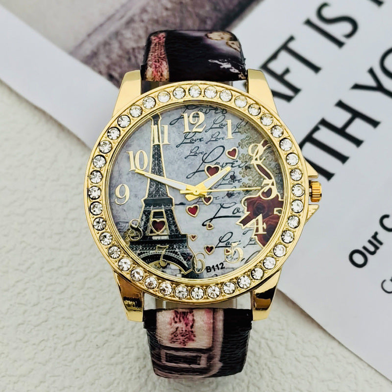 Paris Eiffel Tower Crystal Quartz Watch for Women – 43mm