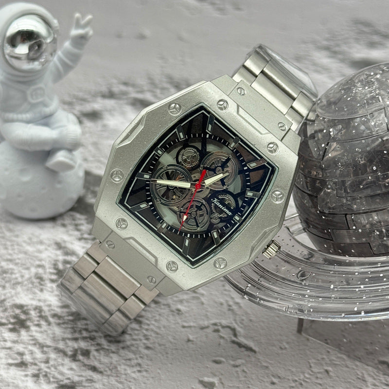 Men’s 46mm Fashion Quartz Watch – Alloy Case & Stainless Steel Band – Multi Dial Styles