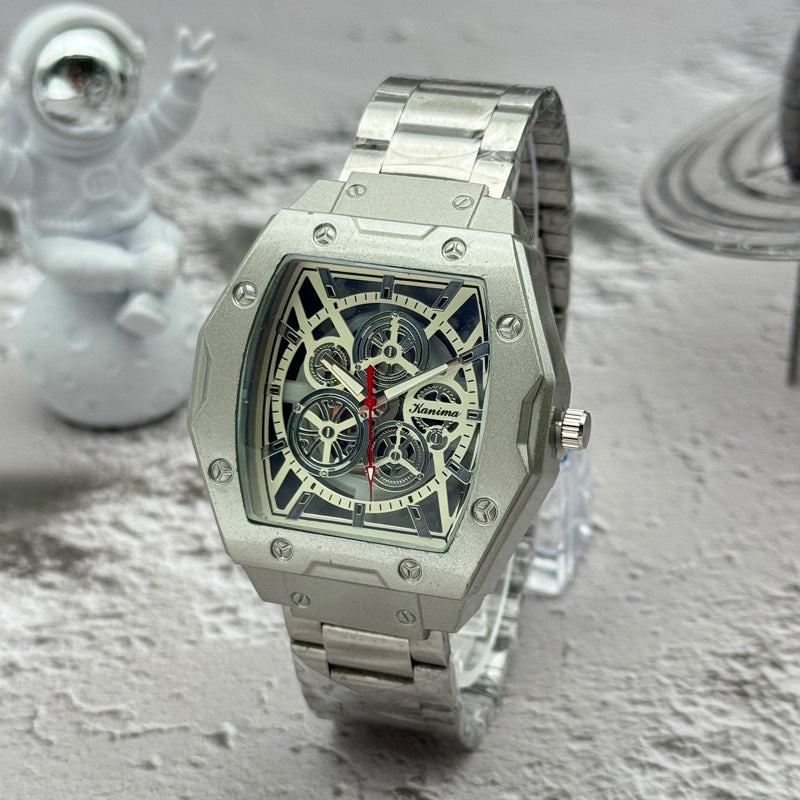 Men’s 46mm Fashion Quartz Watch – Alloy Case & Stainless Steel Band – Multi Dial Styles